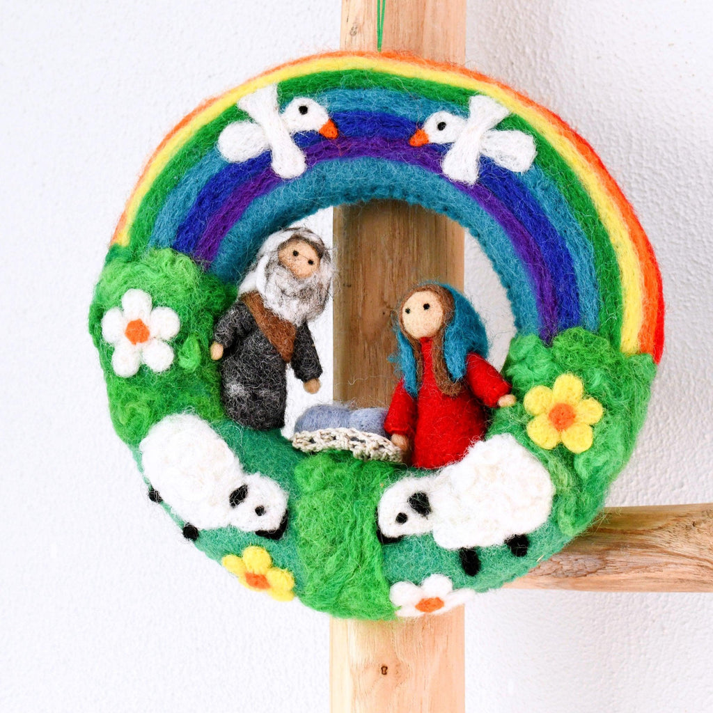 Felt Christmas Rainbow Nativity Wreath - Big Head